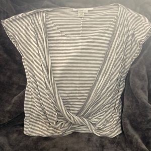 Max studio grey and white striped casual shirt L